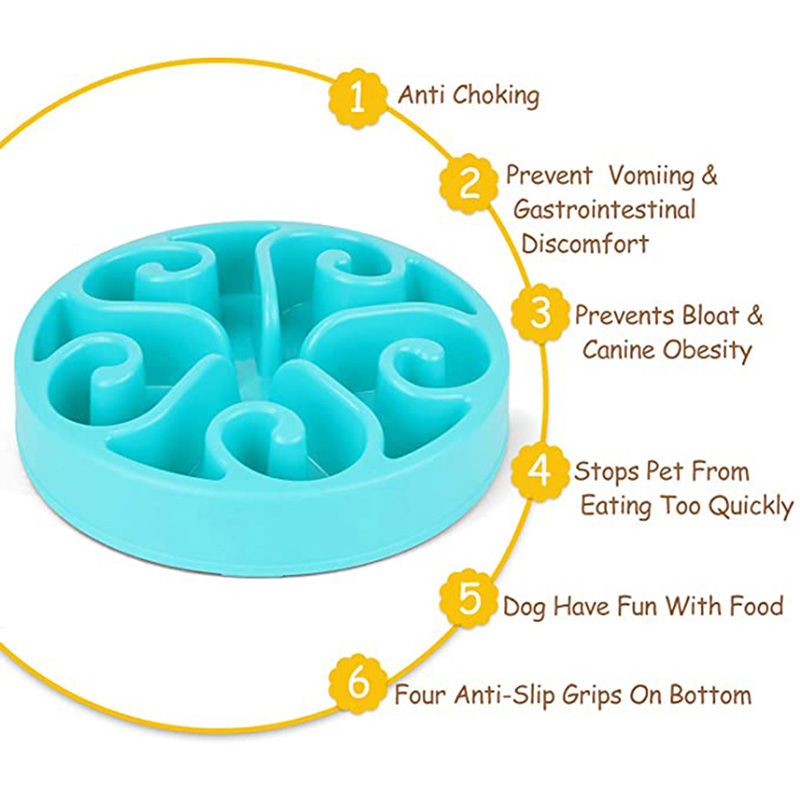 Bol pour chien, alimentation lente, mangeoire pour chiens, chats et animaux de compagnie, plat à manger en plastique, bol, nourriture pour chats, assiette anti-déglutition